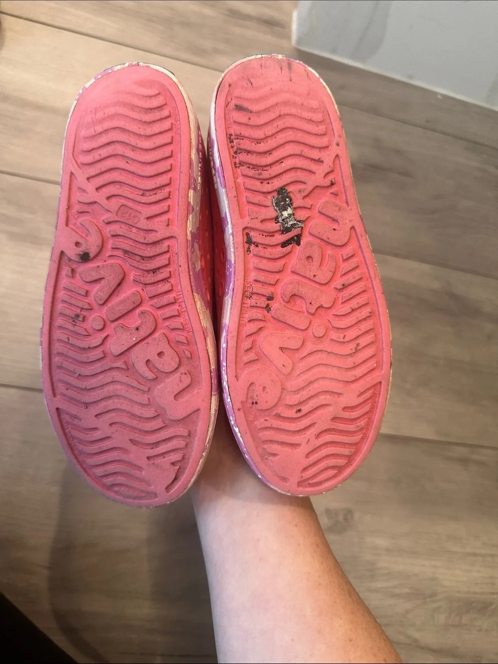 Native Kids Slip-On Water Shoes in Coral and Purple Accent